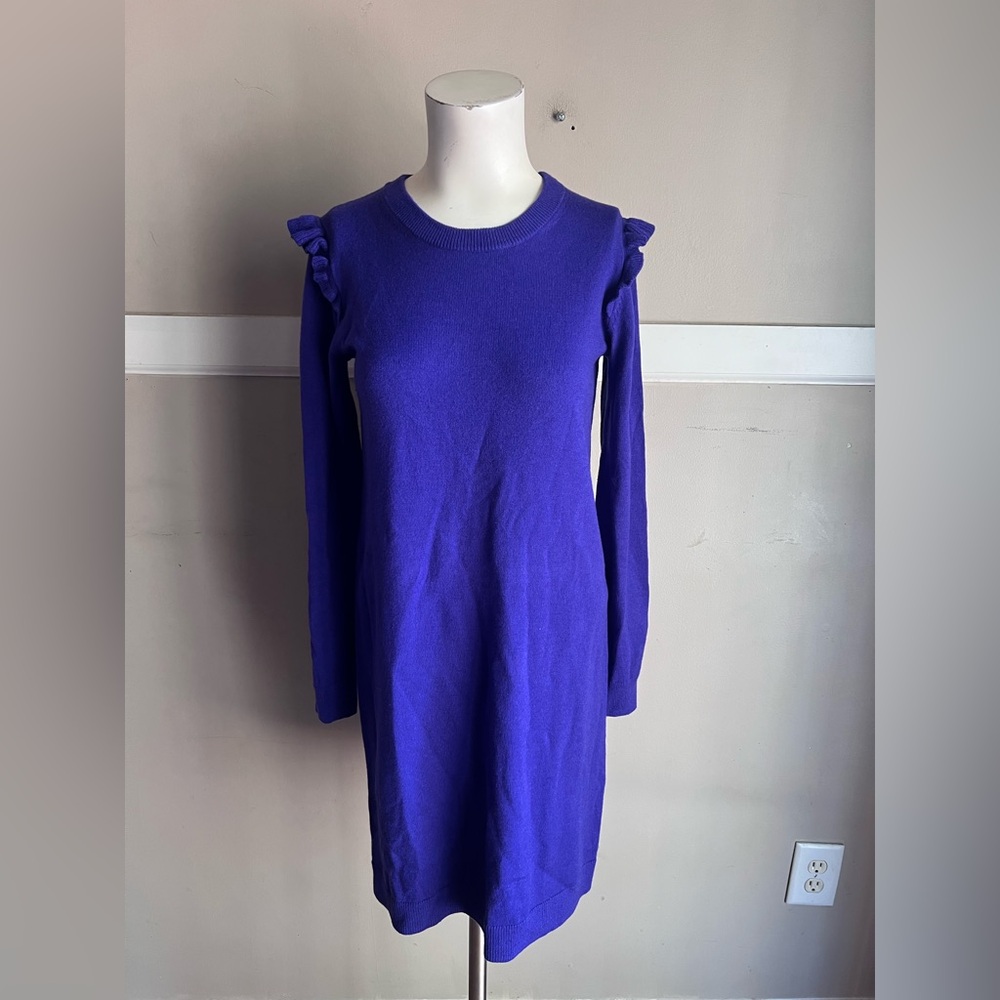 J. Crew Women's Dress in Vibrant Blue with Ruffle Details
